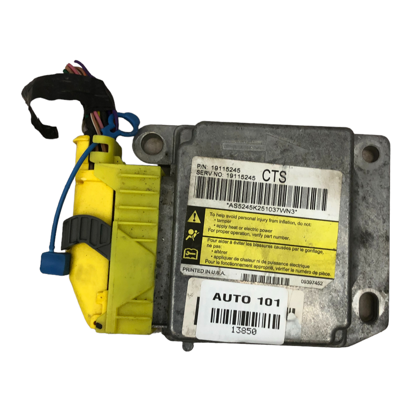2004 CADILLAC CTS Airbag Control Module SRS Computer P/N 19115245